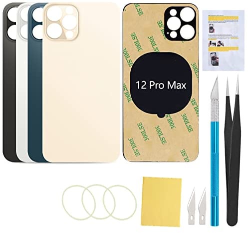UooFide Cover posteriore in vetro di ricambio compatibile con iPhone 12 Pro Max da 6,7 pollici tutti i vettori (oro)