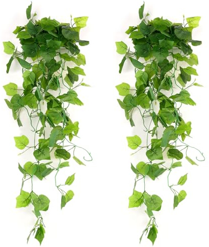 Huniee 2PCS Plante Artificielle Tombante de Vigne, 100CM Fausse Plante à Suspendre, Décoration Verte pour Interieur Exterieur Maison Jardin Bureau Mariage