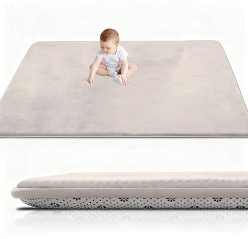 RxueSug Krabbelmatte Baby Faltbar Spielmatte Kinder Spieldecke 180 x 200 cm, 3cm Babymatte Kindermatte, Schaumstoffmatte Kinderteppich, Spielteppich - Bodenmatte Kinder Für Baby Creme