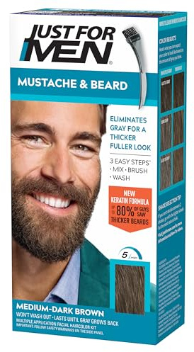 Just for Men Brush-In Color Gel for Mustache Beard & Sideburns Medium-Dark Brown M-40