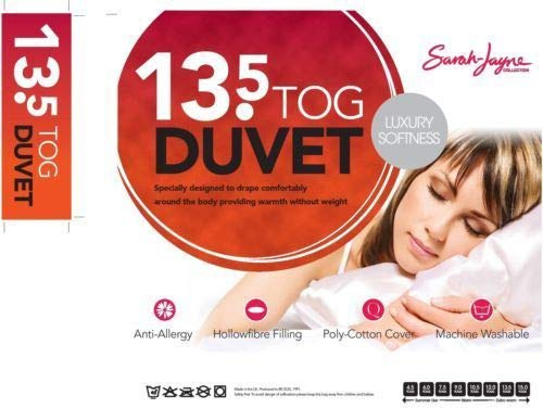 Sarah Jayne Anti Allergy Polycotton Hollowfibre Duvet/Quilt 13.5tog Available In King, Double & Single Sizes. (Double 13.5tog Quilt)