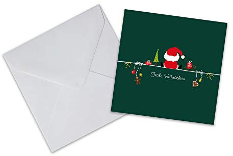 5er Pack Geschenkkarten mit Umschlag Frohe Weihnachten Weihnachtsmann Weihnachtskarte Geschenkanhänger Anhänger Klappkarte