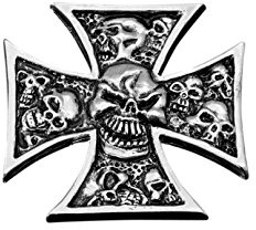 Eisernes Kreuz mit mehrere-Schädel Selbstklebend Emblem Highway Hawk