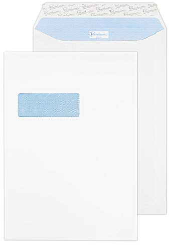 Blake Office - Premium Envelopes C4 Window (324 x 229 mm) - Pack of 20 - Quality 120GSM - FSC Certified - White Peel and Seal Envelopes - Business Envelope Window - Laser & Printer Compatible 36112W