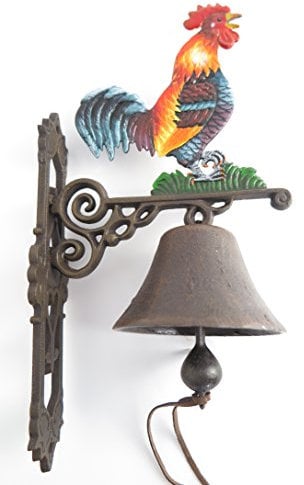 Jardin cloche mural Cloche Cloche coq fonte vieux fer fer métal cloche navire cloche rustique marron