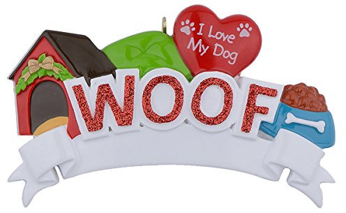 MAXORA Weihnachts-Hundehaus, personalisierbar, Woof-Ornament – Welpe erstes neues Zuhause