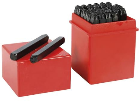 COGEX - Coffret lettres et chiffres à frapper 4mm - 36 pièces - Poinçons en acier pour le marquage en creux de pièces métalliques - Alphabet complet + 9 chiffres + & - Taille des caractères: 4mm