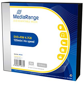 MediaRange DVD+RW MR449 4x Write Speed, Rewritable 4.7 GB 120 min Pack of 5 in Slim Case