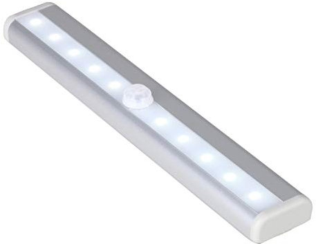 Trimming Shop Motion Sensor LED Light Indoor Battery Operated 10 LED Wireless Under Cabinet Lighting Stick-On Magnetic Strip Motion Sensor Light for Kitchen, Wardrobe, Closet & Bedroom (Pack of 1)