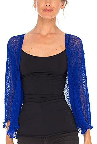 SHU-SHI - cardigan/coprispalle trasparente - effetto a maglia - donna - Taglia unica - Blu intenso