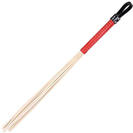 Yangver Flogger Peitsche Hart Holz Peitsche 8 Rattanstränge Reitgerten,Gerten Pferd SM Bondage Sklave Sex Spielzeug Spanking (Rot)