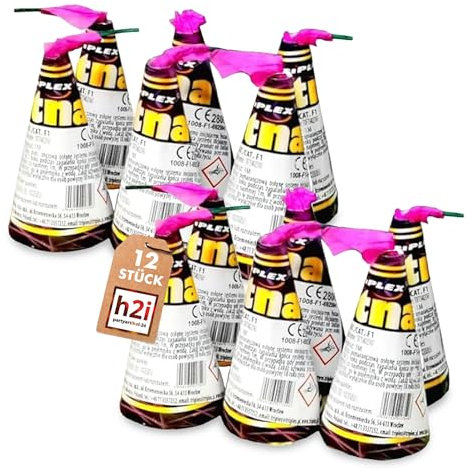 h2i Etna Vulkan | 12 Stück | +/- 15-20 sek | Outdoor Leuchtfontäne mit Funkenregen für Silvester, Halloween & Partys | Kinder & Jugendfeuerwerk | Ganzjahresfeuerwerk Kat 1