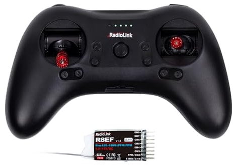 Radiolink T8S 8 Kanäle 2,4 GHz RC Sender und Empfänger R8EF RX, Fernbedienung und Controller Eingebauter Akku für Quad/Flugzeug/Auto/Boot und mehr (Modus 2 Linke Hand Nicht Self Center)