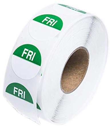 We Can Source It Ltd – Friday Day Dots Food Labels (Green) – 1000 Removable Self-Adhesive Stickers with Dispenser Box – Food Rotation & Hygiene Labels for Kitchens, Restaurants & Catering
