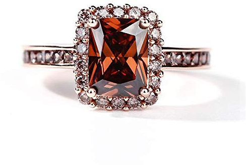 Jeulia 2.5 Karat Diamantring Frauen 925 Sterling Silber Smaragdschliff Ringe Kaffee Zirkonia CZ Verlobungsringe Jubiläumsversprechen Romantischer Schmuck Geschenkbox (54 (17.3))