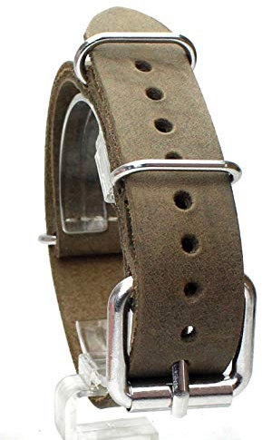 Sulla 20mm Vintage Leder NATO Uhrenband Stahl Rollschließe für Militäruhren mit festen Stegen Sand