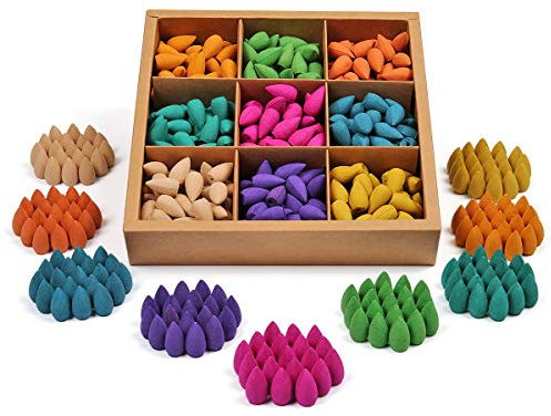 Backflow Incense Cones 360 Pcs of 100% Natural Scents Waterfall Tulip Jasmine Lavender Rose for Incense Burner Holder Natural | Meditation & Yoga Gift