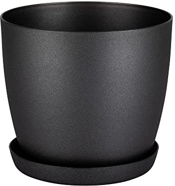 Home Garden Ornaments Plant Pots Indoor, Indoor Plant Pot - Decorative Flower Pots with Mat Surface and Plant Pot Saucer (Diameter: 20cm, Colour: Black)
