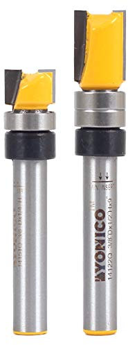 Yonico Flush Trim Router Bit Set 2 Bit 3/8-Inch Diameter 1/4-Inch Shank 14221q