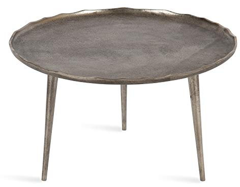 Kate and Laurel Alessia Moderner Couchtisch, 25 x 25 x 15, Silber, Metall Couchtisch mit Antik-Details zur Aufbewahrung und Ausstellung