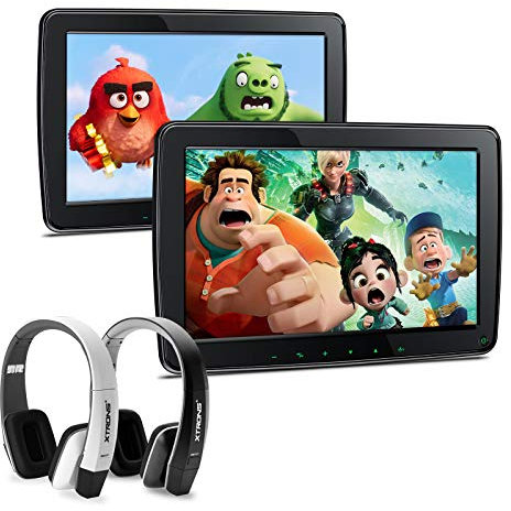 XTRONS 11.6 Car Headrest Mount IPS Screen Portable Video Monitor Car Player with 2 Mounting Brackets Supports 1080P Video, HDMI Input, AV in, IR FM for Kids Adults Journey (HM117HDx2+DWH005+DWH006)