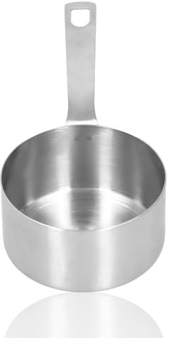 Stainless Steel Measuring Cup Square Handle Measuring Spoon with Scale Multifunctional Measuring Cup High-End Portable Kitchen Measuring Tool(1/2 Cup)