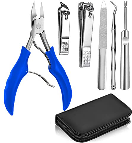 Nail Clippers Set for Thick Nails or Ingrown Toenails, Large Toe Nail Trimmer Clipper Kit with Stainless Steel Sharp Blades Soft Grip Handle for Men Women Seniors