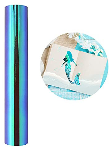 Holografische Selbstklebende Vinylfolie Plotter - 30x150cm Plotterfolie Selbstklebend Vinyl Rollen, Permanente Metallic Vinylfolie für Aufkleber, Cric, Scrapbooking (Holographisches Lila Grün)