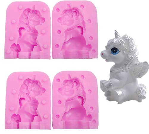 DUBENS 2 stampi 3D a forma di unicorno Pegasus per dolci in resina, a forma di unicorno, per candele, sapone, in silicone, per candela