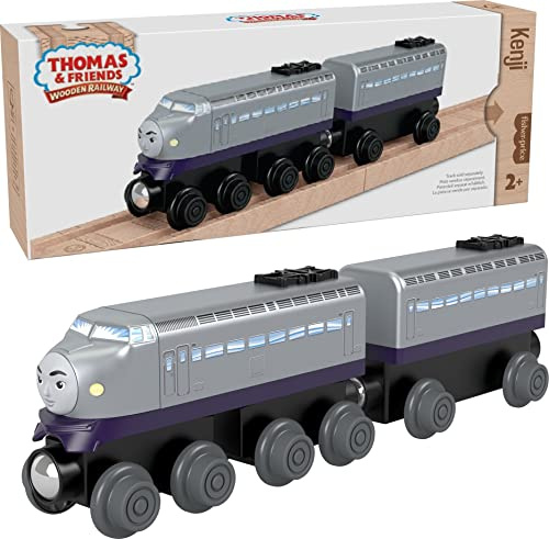Thomas & Friends Holzbahn, Kenji-Motor und Kohleauto, Schubzug aus nachhaltigem Holz für Kinder ab 2 Jahren