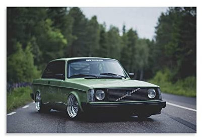 Auto-Poster, Motiv: grüner Volvo 240 Coupe, Leinwand-Kunstdruck, modernes Familien-Schlafzimmer, Dekor-Poster, 30 x 45 cm