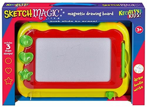 Celino® Magnetisches Zeichenbrett für Kleinkinder in Reisegröße, buntes Schreiben, löschbar, Skizzenblock mit 3 Stempeln und 1 Stift, Lernspielzeug für Kinder