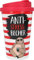 Depesche 2180-053 - To Go Becher aus Kunststoff mit Spruch, 350 ml, wiederverwendbar, Anti-Stress-Becher mit Faultier-Motiv, Weiß, Rot