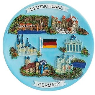 Euro Souvenirs Placa imán Poli Alemania Ø 7 x 1 cm, en tablero de Metal Dekorative Magnete, bunt, Único