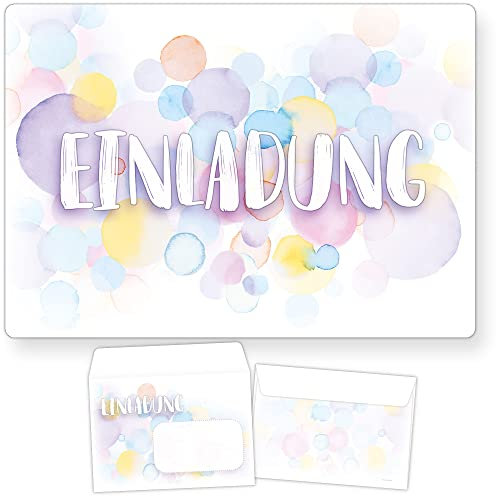 beriluDesign 12 Einladungskarten zum Kindergeburtstag mit Umschlägen - Geburtstagseinladung Aquarell