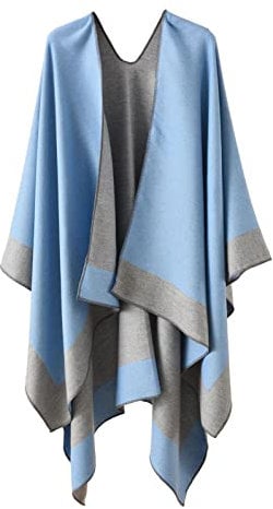 ORANDESIGNE Damen Poncho Schal Cashmere Feeling Strick Cape Cardigan Gestrickt Überdimensionalen Decke Kap-Schal Für Frauen Mutter Geschenk A Blau