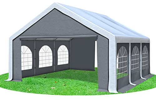 Stabilezelte Partyzelt 5x6m Modular Professional PVC 500 g/m² mit Fenster Weiss GRAU