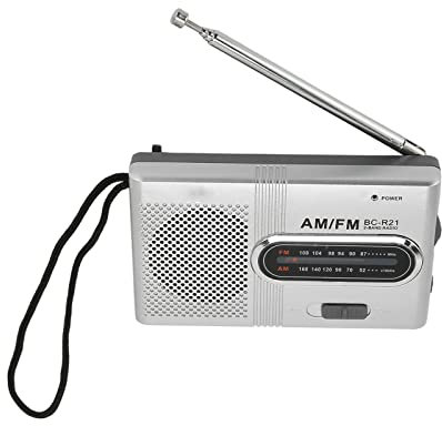 AM FM Battery Operated Portable Pocket Radio, Earphone Jack, Bass Speaker, 2x AA Battery Powered, Long Lasting Radio for Home, Outdoor, Walk, Jog, Gym, Camping