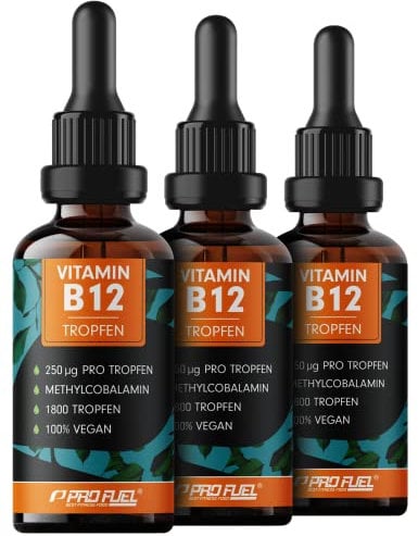 Vitamin B12 Tropfen - 3x1800 Tropfen (3x50ml) - bioaktives Methylcobalamin B12 - optimal hochdosiert mit 500mcg B12 - ohne Konservierungsstoffe oder Alkohol - 100% vegan - laborgeprüft mit Zertifikat