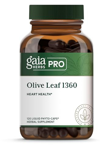 GAIA HERBS PRO Olive Leaf 1360 - Supports Immune System & Heart Health* - Concentrated Single-Herb Formula - with Oleuropein - Gluten-Free - 120 Liquid Phyto-Caps (60 Servings)