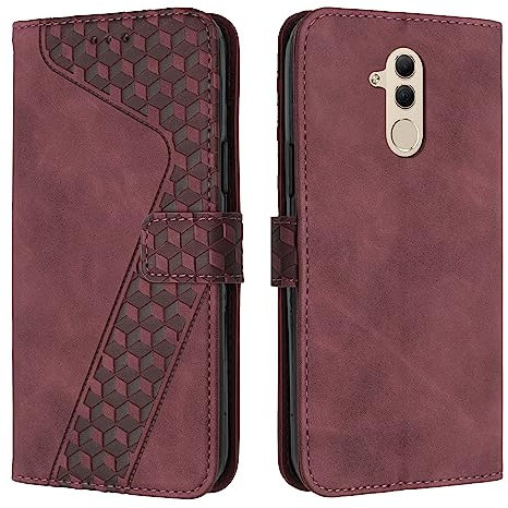 YIRRANZD Custodia per Huawei Mate 20 Lite, Cover a Libro in Pelle PU con Slot Cart e Silicone TPU Bumper, Flip Caso Portafoglio Cover per Huawei Mate 20 Lite (Rosso)