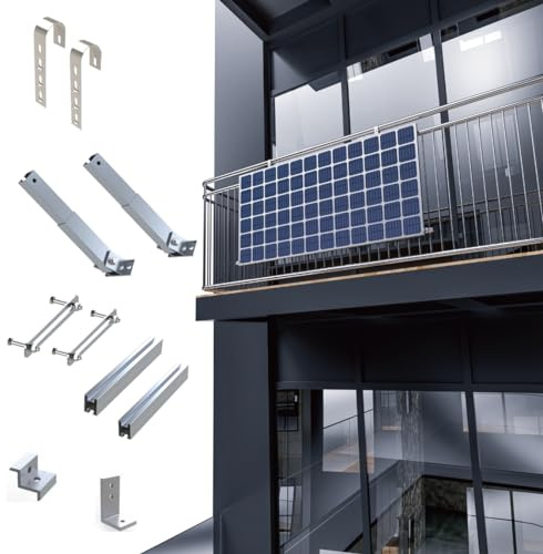 Balkonkraftwerk Montageset für 1x Solarmodul - Solarmodul Halterung verstellbare Halterung/Befestigungssystem mit Neigungswinkel bis 30° für Solarpanel Solarmodul, geeignet für alle Modulbreite