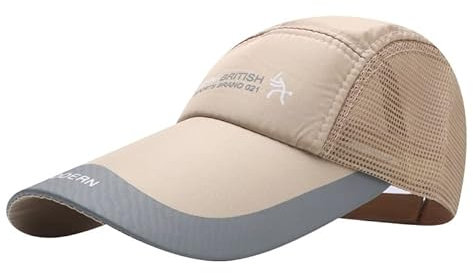 Casquette de Baseball Séchage Rapide Casquette Visière Longue Homme Femme Chapeau de Soleil Chapeau de Sports Protection Contre Soleil Casquette Cap Snapback Hat de Pêche Alpinisme Golf (Kaki Maille)