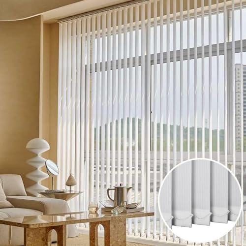 Vertikaljalousie Weiß,Vertikale Lamellenjalousien Innen,Vertikale Jalousien Für Fenster Türen,Lamellenvorhänge Für Heimbüros,60% Verdunkelung/Wärmeisolierung/Sichtschutz,W×H-100x240cm/39.5x94in