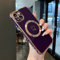 ZTOFERA Magnetic Case for iPhone 14, [Compatible with MagSafe] Flexible Soft Silicone Protective Phone Case with Cute Love Heart Pattern Golden Rim Shockproof Bumper Cover, Dark Violet
