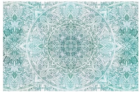 Bilderwelten Fototapete Aquarell Mandala Ornament Muster türkis 225x336 cm Vlies-Tapete XXL Smart Wandtapete Wanddekoration Wohnzimmer Schlafzimmer