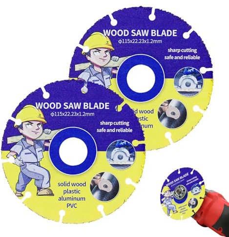 2 tlg Sägeblatt für Winkelschleifer, Hartmetall Holz Flexscheibe, Kreissägeblätter zum Schneiden von Holz, Multi Sägeblatt Trennscheibe von Holz Kunststoff Plastik(gelb+blau)