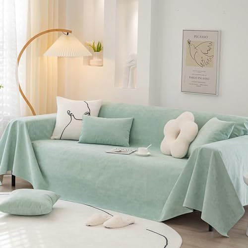 Ayoiow Überzug für Sofa Sofabezug Grün Sofahusse 1Sitzer Chenille Einfarbig