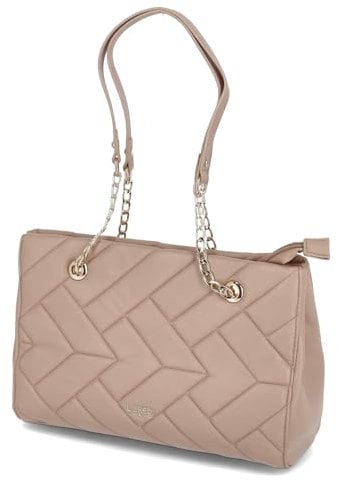 L.CREDI Damen Schultertasche MALINDA Beige Kunstleder Vegan, 99-Ohne Größen:-, Color:beige