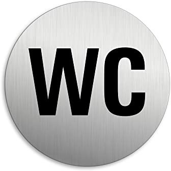 Plaque de Porte - WC Ø 75 mm Plaque signalétique Aluminium brossé